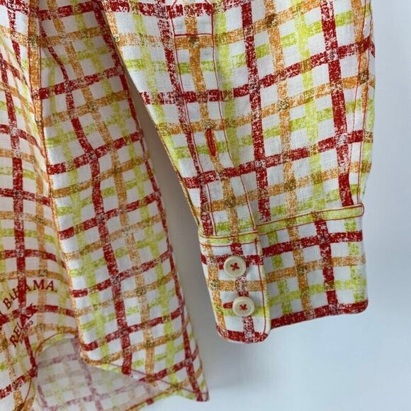 Tommy Bahama Relax Linen Button Front Shirt Mens XL X-Large Plaid Orange Yellow - Picture 4 of 8